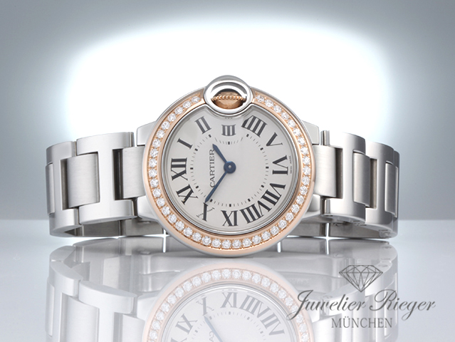 Bild 4 der Galerie: Cartier Ballon Bleu 28 mm Edelstahl Rosegold 750 Diamanten WE902079 Stahl Gold