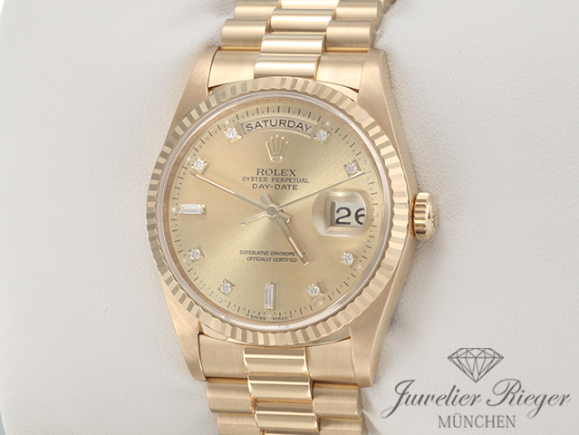 Bild 2 der Galerie: Rolex Day Date 36 mm 18238 1991 Gelbgold 750 Diamanten Automatik Gold