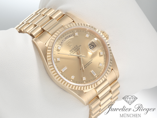 Bild 3 der Galerie: Rolex Day Date 36 mm 18238 1991 Gelbgold 750 Diamanten Automatik Gold