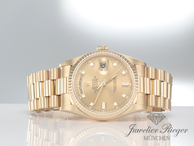 Bild 4 der Galerie: Rolex Day Date 36 mm 18238 1991 Gelbgold 750 Diamanten Automatik Gold