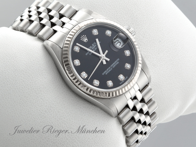 Bild 3 der Galerie: Rolex Medium Datejust 31 mm Stahl Weissgold 750 Diamanten 1996 Automatik Gold
