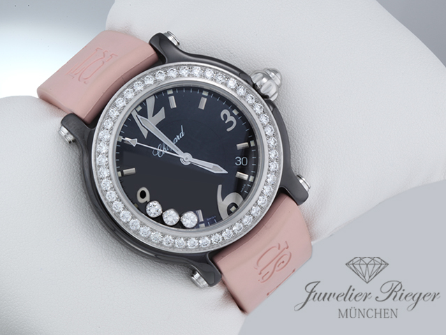 Image 1 of gallery: Chopard Happy Sport Limited Edition schwarze Keramik 288507 Diamanten Diamonds Chopard-Service: Juli 2026