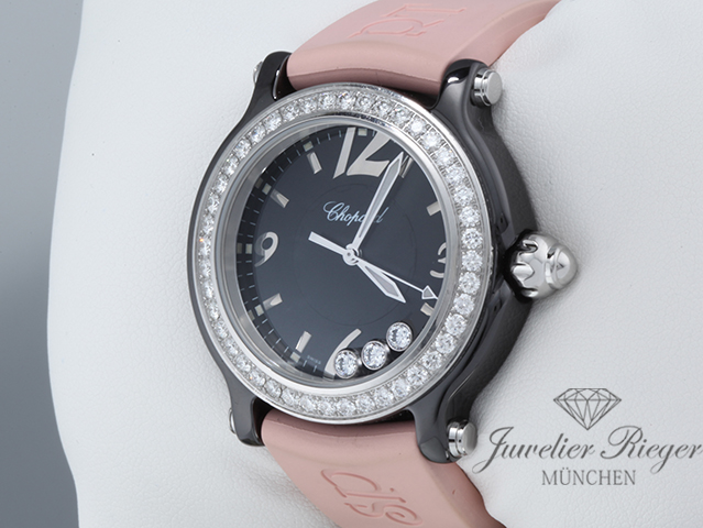 Image 2 of gallery: Chopard Happy Sport Limited Edition schwarze Keramik 288507 Diamanten Diamonds Chopard-Service: Juli 2026