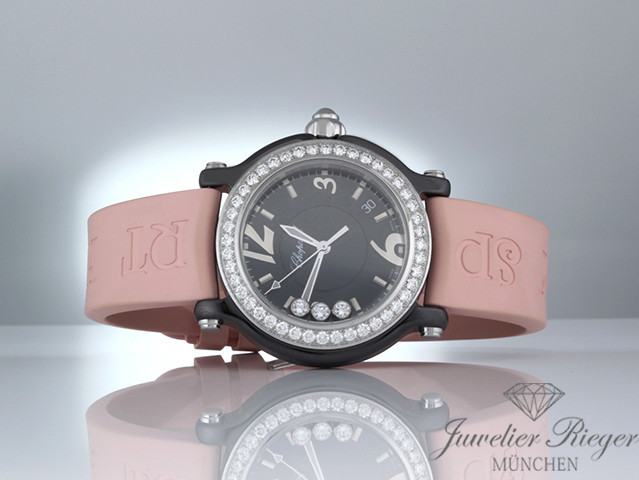 Image 3 of gallery: Chopard Happy Sport Limited Edition schwarze Keramik 288507 Diamanten Diamonds Chopard-Service: Juli 2026