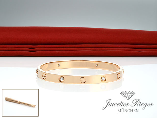 Image 4 of gallery: Cartier Armreif Love Rosegold 750 Größe 19 2017 Diamanten Gold Armband