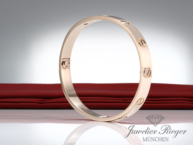 Image 3 of gallery: Cartier Armreif Love Rosegold 750 Größe 19 2017 Diamanten Gold Armband