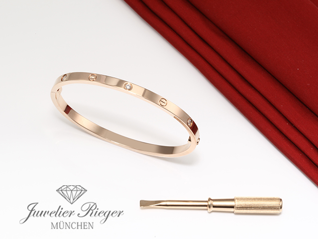 Bild 4 der Galerie: Cartier Armreif Love SM Rosegold 750 6 Diamanten Größe 17 2020 Gold B6079317