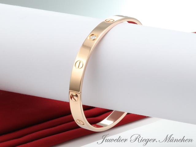 Bild 3 der Galerie: Cartier Armreif Love Rosegold 750 Größe 18 4 Diamanten Gold Armband