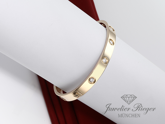 Bild 4 der Galerie: Cartier Armreif Love Gelbgold 750 Größe 16 10 Diamanten 2011 Gold Armband