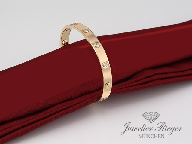 Bild 1 der Galerie: Cartier Armreif Love Gelbgold 750 Größe 16 10 Diamanten 2011 Gold Armband