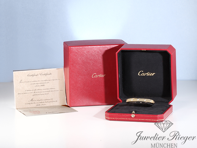 Bild 5 der Galerie: Cartier Armreif Love Gelbgold 750 Größe 16 10 Diamanten 2011 Gold Armband