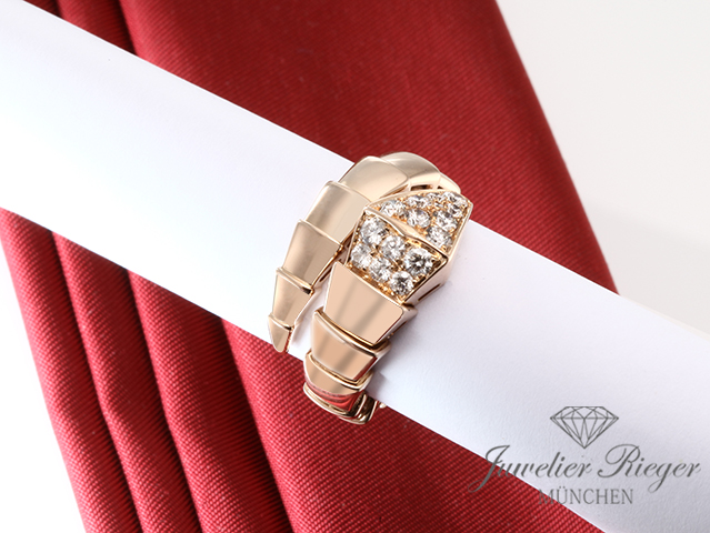 Bild 2 der Galerie: Bulgari Ring Serpenti Viper Rosegold 750 Gr. L Diamanten Brillanten Gold