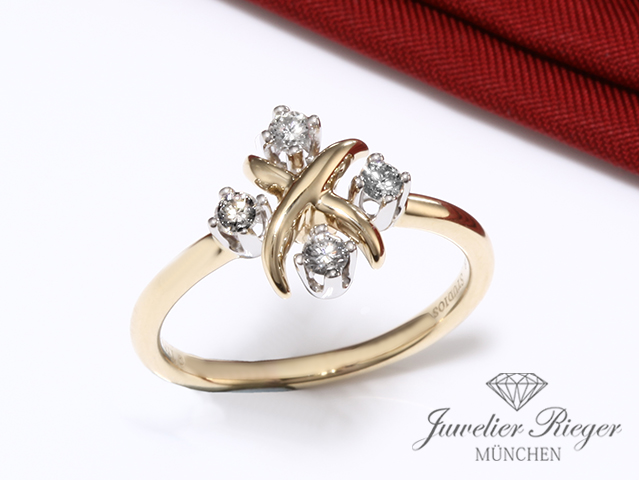 Bild 1 der Galerie: Tiffany & Co. Ring Schlumberger Lynn Gelbgold 750 Platin 950 Diamanten Gr. 53
