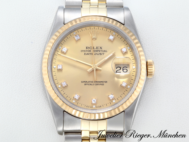 Bild 1 der Galerie: Rolex Datejust 36 mm 16233 Edelstahl Gelbgold 750 Automatik Gold