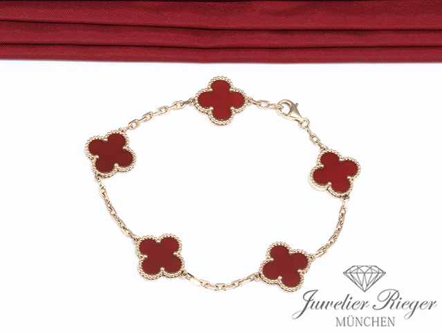 Bild 6 der Galerie: Van Cleef & Arpels Armband Vintage Alhambra Gelbgold 750 2014 Karneol Gold