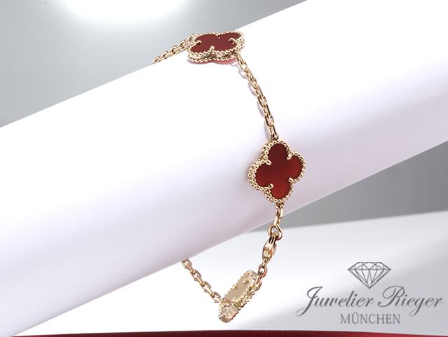 Bild 4 der Galerie: Van Cleef & Arpels Armband Vintage Alhambra Gelbgold 750 2014 Karneol Gold