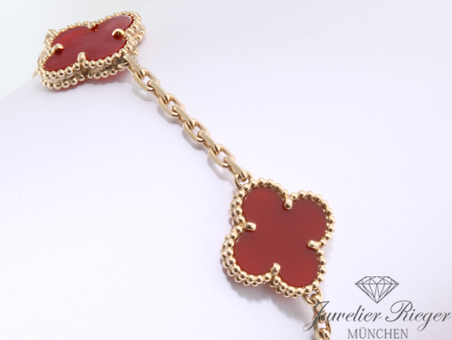Bild 2 der Galerie: Van Cleef & Arpels Armband Vintage Alhambra Gelbgold 750 2014 Karneol Gold