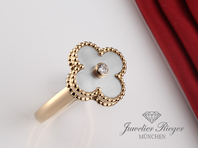 Bild 3 der Galerie: Van Cleef & Arpels Ring Vintage Alhambra Gelbgold 750 Diamant Gr. 56 VCARA41100