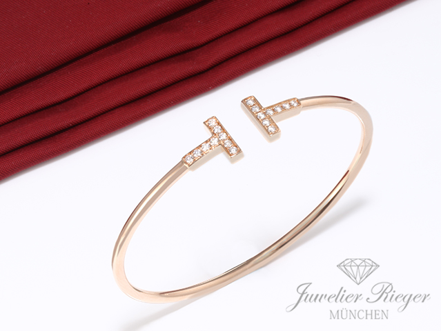 Bild 2 der Galerie: Tiffany & Co. T Wire Armreif Rosegold 750 Größe Large Diamanten Brillanten