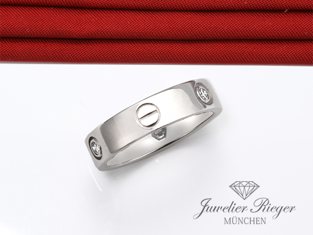 Bild 3 der Galerie: Cartier Ring Love klassisches Modell Weissgold 750 3 Diamanten Größe 59 Gold