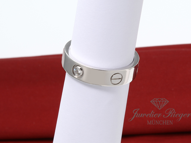 Bild 2 der Galerie: Cartier Ring Love klassisches Modell Weissgold 750 3 Diamanten Größe 59 Gold