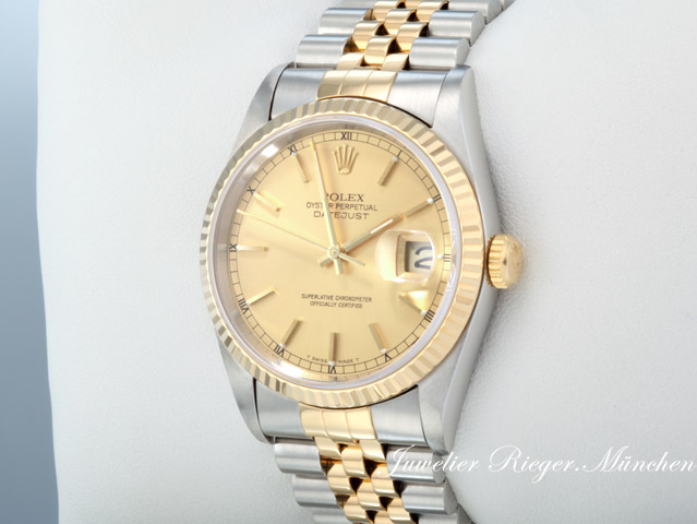 Bild 2 der Galerie: Rolex Datejust 36 mm 16233 1996 LC100 Edelstahl Gelbgold 750 Automatik Gold