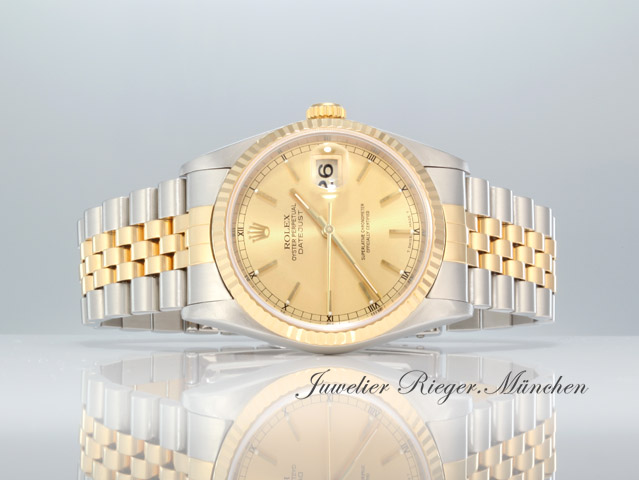 Bild 4 der Galerie: Rolex Datejust 36 mm 16233 1996 LC100 Edelstahl Gelbgold 750 Automatik Gold