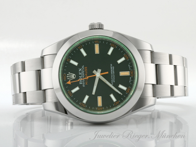 Bild 4 der Galerie: Rolex Milgauss 116400GV 2009 LC100 Edelstahl Automatik Stahl Grün Green