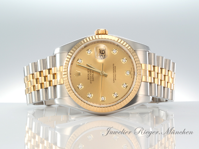 Bild 4 der Galerie: Rolex Datejust 36 mm 116233 2010 Diamanten Stahl Gelbgold 750 Automatik