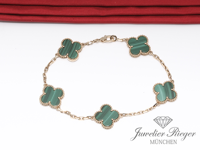 Bild 3 der Galerie: Van Cleef & Arpels Armband Vintage Alhambra Gelbgold 750 Malachit VCARL80900