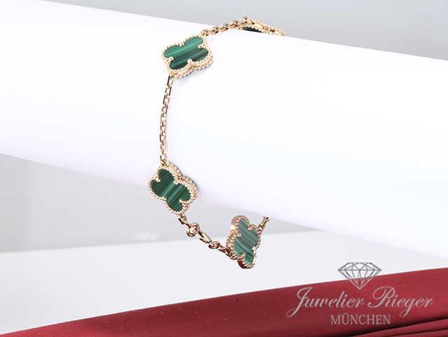 Bild 2 der Galerie: Van Cleef & Arpels Armband Vintage Alhambra Gelbgold 750 Malachit VCARL80900