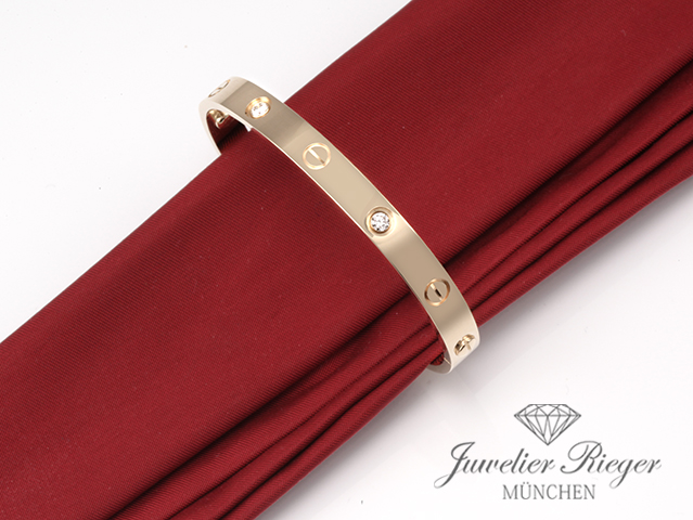 Bild 2 der Galerie: Cartier Armreif Love Gelbgold 750 Größe 18 4 Diamanten Gold Armband