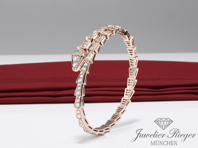 Bild 1 der Galerie: Bulgari Armreif Serpenti Viper Rosegold 750 Diamanten Größe L 2019 Armband Gold