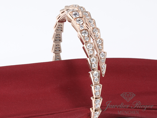Bild 3 der Galerie: Bulgari Armreif Serpenti Viper Rosegold 750 Diamanten Größe L 2019 Armband Gold