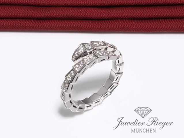 Image 3 of gallery: Bulgari Ring Serpenti Viper Weissgold 750 Diamanten Gr L 354709 Gold