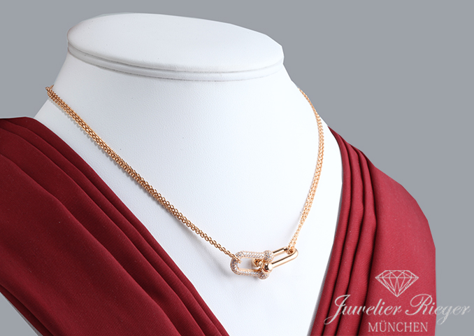 Bild 2 der Galerie: Tiffany & Co. HardWear Collier doppelter Gliederanhänger Rosegold 750 Diamanten