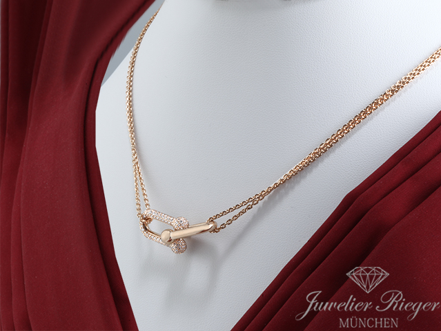 Bild 3 der Galerie: Tiffany & Co. HardWear Collier doppelter Gliederanhänger Rosegold 750 Diamanten