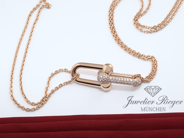 Bild 4 der Galerie: Tiffany & Co. HardWear Collier doppelter Gliederanhänger Rosegold 750 Diamanten