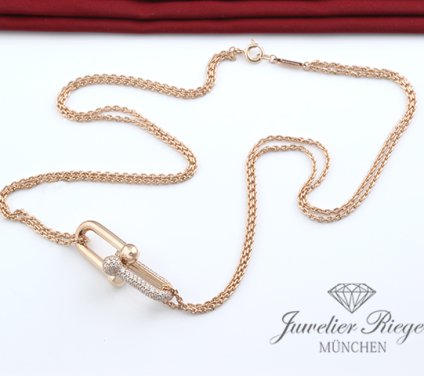 . Tiffany & Co. HardWear Collier doppelter Gliederanhänger Rosegold 750 Diamanten