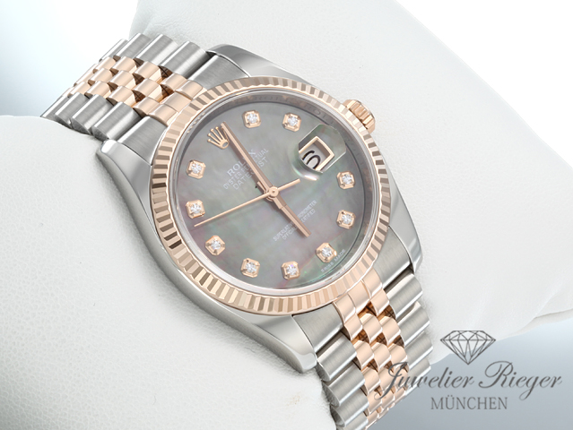 Bild 3 der Galerie: Rolex Datejust 36 mm 116231 Stahl Rosegold 750 Perlmutt Diamanten Automatik