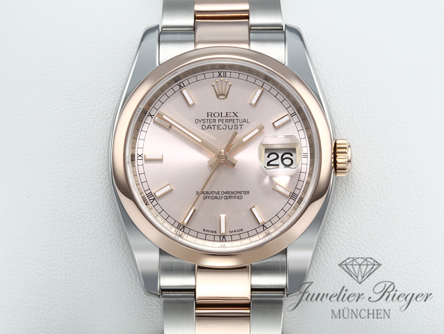 Image 1 of gallery: Rolex Datejust 36 mm 116201 Stahl Rosegold 750 Automatik Rotgold Gold