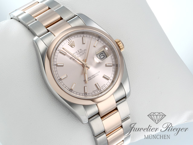 Image 2 of gallery: Rolex Datejust 36 mm 116201 Stahl Rosegold 750 Automatik Rotgold Gold