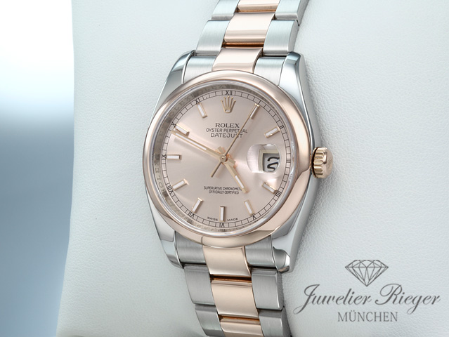 Image 3 of gallery: Rolex Datejust 36 mm 116201 Stahl Rosegold 750 Automatik Rotgold Gold