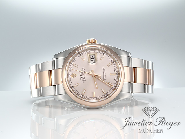 Image 4 of gallery: Rolex Datejust 36 mm 116201 Stahl Rosegold 750 Automatik Rotgold Gold