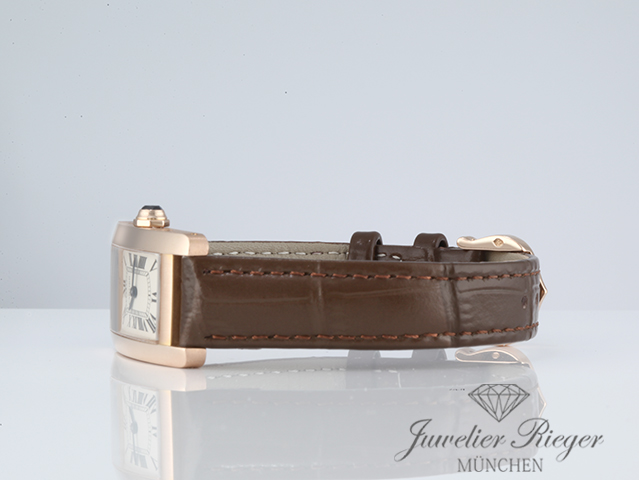Bild 5 der Galerie: Cartier Lady Tank Americaine Rosegold 750 2012 Lederband W2607456 Damen Gold