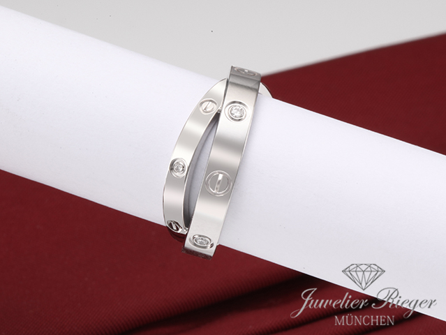 Bild 3 der Galerie: Cartier Ring Love Doppelt Weissgold 750 6 Diamanten Größe 51 Gold