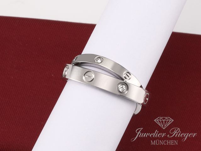 Bild 2 der Galerie: Cartier Ring Love Doppelt Weissgold 750 6 Diamanten Größe 51 Gold