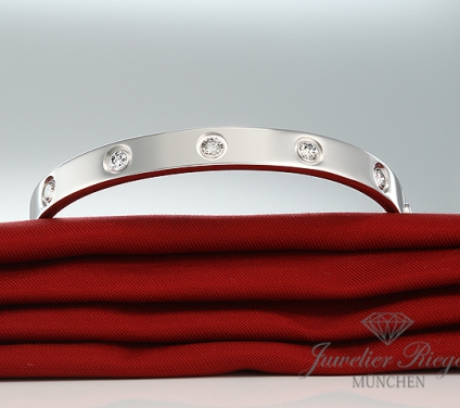 . Cartier Armreif Love Weissgold 750 Größe 18 10 Diamanten 2011 Gold Damen Armband