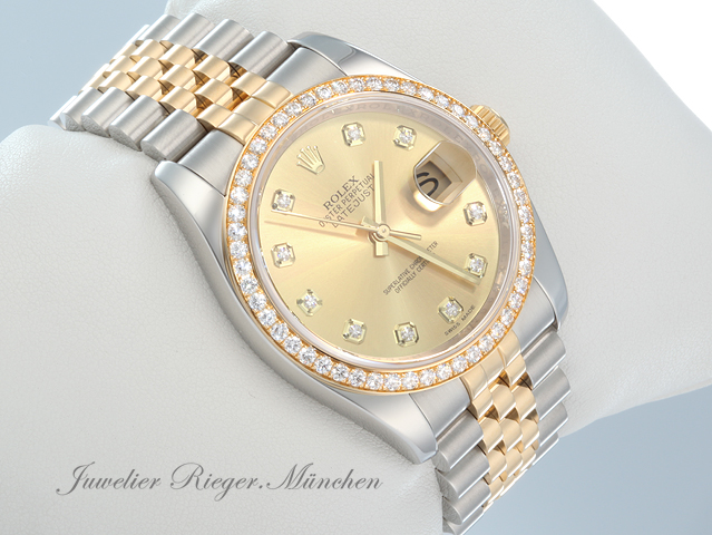 Image 3 of gallery: Rolex Datejust 36 mm 116243 2014 Stahl Gelbgold 750 Diamanten Automatik