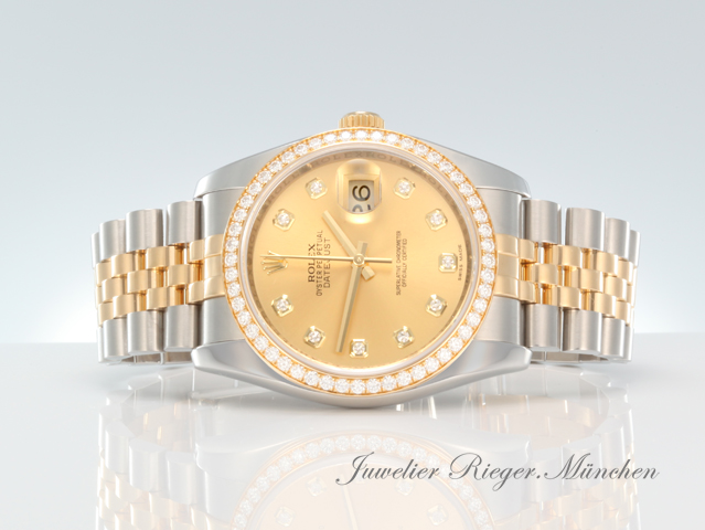 Image 4 of gallery: Rolex Datejust 36 mm 116243 2014 Stahl Gelbgold 750 Diamanten Automatik